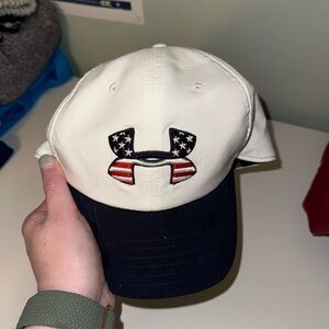 Under Armour White and Black Hat with American Flag Logo